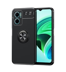 Xiaomi Redmi Note 11E Kılıf Zore Ravel Yüzüklü Silikon Kılıf (Siyah)