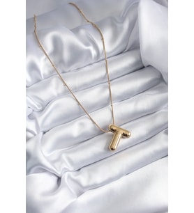 Northcity 316L Çelik Gold Renk Bubble "T" Harf Model Kadın Kolye 5886