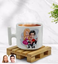 BK Gift Kişiye Özel Sevgililer Karikatürlü T Kulplu Beyaz Middle Kupa Bardak-9