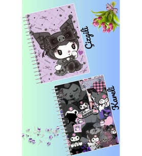 Kuromi anime defter seti 2 adet A4 boyutu 21*30 çizgili + kareli 60 syf