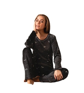 Sude Kadın Kışlık Kadife Pijama Takımı 533- 1 Adet (Antrasit)