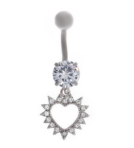 Kadın Kalp Model Tektaş Model Çelik Piercing (Gümüş Gri)