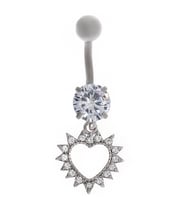 Kadın Kalp Model Tektaş Model Çelik Piercing (Gümüş Gri)