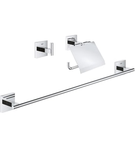 Grohe Start Cube Quickfix Üçlü Banyo Aksesuar Seti  Uzun Havluluk (558Mm), Tuvalet Kağıtlığı(Kapakl