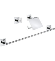 Grohe Start Cube Quickfix Üçlü Banyo Aksesuar Seti  Uzun Havluluk (558Mm), Tuvalet Kağıtlığı(Kapakl