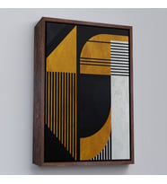 Çerçeveli Geometrik Soyut Tablo (Altın)