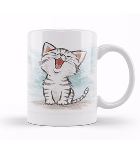 Yavru Renkli Cats Kedi Kupa Bardak Porselen