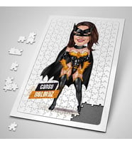 Yarasa Kahraman Kostümlü Kadın Karikatürlü 240 Parça Kişiye Özel  Puzzle