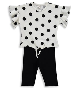 Civil Baby Puantiye Empirme Reçmeli 6-18 Ay Takım - Ekru