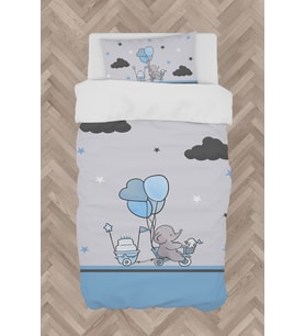MEKTA HOME BEBEK VE ÇOCUK ODASI Bisikletli Fil Desenli Nevresim Takımı