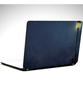 Gece Lambası ve Kedi Laptop Sticker 12 İnch (29X24CM)