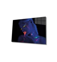 Miyrem Glasses Collection -A1^#  Yeşil Sarı Turuncu Mor Parıltılı Kadın Cam Tablo (Çok Renkli)