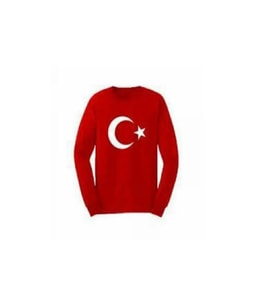 MODAVALS 23 NİSAN 19 MAYIS 29 EKİM 10 KASIM OKUL GÖSTERİ UNISEX GARSON BOY ÇOCUK AY YILDIZ BASKILI UZUN KOL BADİ - KIRMIZI