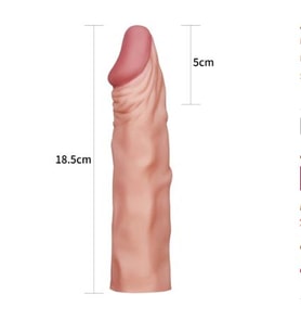 River World 18,5 cm Uzunluğunda 5 cm Dolgusu Olan Realistik Uzatılabilen Ten Titreşimli Pe nis Kılfı
