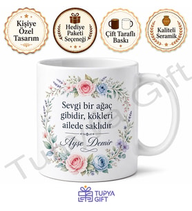 Hala İçin Özel Tasarım Seramik Baskılı Kupa Bardak Aile Hediyesi