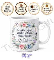 Hala İçin Özel Tasarım Seramik Baskılı Kupa Bardak Aile Hediyesi