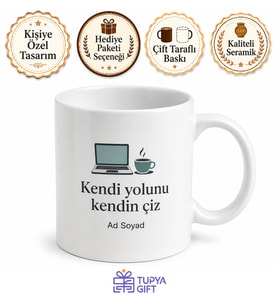 Freelancer Temalı Ofis Kupası Baskılı Porselen Kupa Bardak Hediye