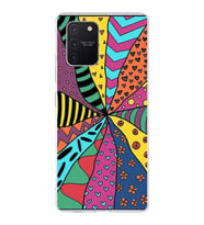 PrintiFy Samsung Galaxy A91 ile Uyumlu 1mm Slim Fit Retro Colors 4 Baskılı Şeffaf  Kılıf