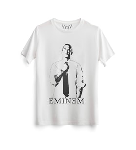 Eminem Tasarımlı Baskılı Beyaz Tshirt