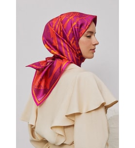 Armine Tivil İpek Eşarp 9353 - 07 Pembe Karışık Desen