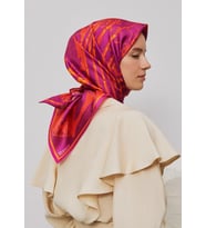 Armine Tivil İpek Eşarp 9353 - 07 Pembe Karışık Desen