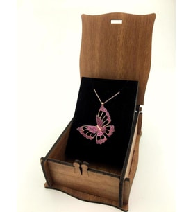 Rose Kaplama Ruby Taşlı Kelebek Gümüş kolye (Karışık)