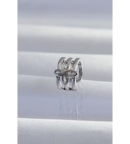 Mey İthalat® Pirinç Gümüş Renk Yonca Earcuff Küpe