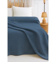 %100 Pamuklu Çift Kişilik Yatak Örtüsü Pike, Petek Desen Mint Yeşili Renkli Pike (INDIGO-LACIVERT)