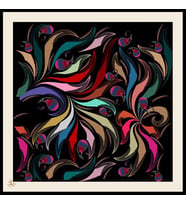 Abstract Desen Black Seri Twill Eşarp Eşarp Askısı ile Birlikte 90x90 cm Siyah K