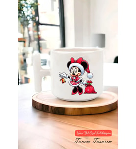 Yeni Yıl Yılbaşı Noel Tasarımlı T Kulp Seramik Kupa 2 (Beyaz)