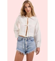 Kadın Keten Crop Gömlek Basic Siluet Fitted Kalıp Rahat Yaz Kombinleri Stilin Buluştuğu Yer (Ekru)