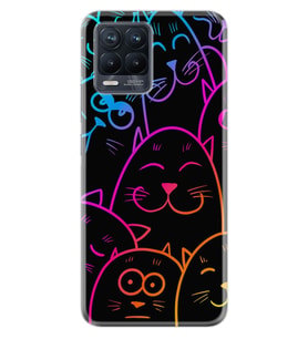 8 8 Pro Kılıf Silikon Desen Özel Seri Neon Cats 1790