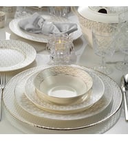 Kütahya Porselen Bone Kalipso 62 Parça 1138520 Platin Desenli Yemek Takımı