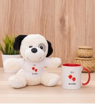 Kişiye Özel Sevimli Çilekler Peluş Köpek ve Kırmızı Kupa