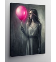 Kanvas Tablo Pembe Balonlu Kız