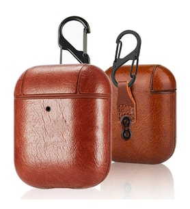 Ally Leather Case Apple Airpods 1-2 PU Deri Koruma Kılıfı-(5775) - ETC9486-8859 (Kahverengi)