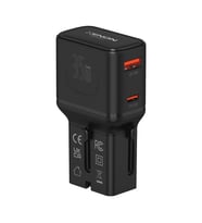 Xenon Smart Priz Dönüştürücü  35W Gan Hızlı Şarj, 200+ Ülke, Usb-C & Usb-Seyahat Adaptörü (X6407) (A.Siyah)