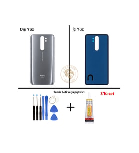 Xiaomi Redmi Note 8 Pro Mineral Grisi Uyumlu Arka Kapak + Yapıştırıcı ve Vida Seti