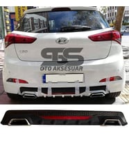 Hyundai i20 Difüzör Arka Tampon Eki 2 Egzoz Çıkışlı Siyah Reflektörlü