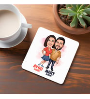 Kişiye Özel Müthiş Aşıklar Tasarım Karikatürlü Bardak Altlığı