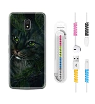 Xiaomi Redmi 8A 8 Pro 9C 9T 10C 11T Pro Kılıf Kablo Koruma Spiral Silikon Flowers Cat 1345