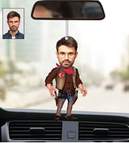 Kişiye Özel Fotoğraflı Avcı Tasarımlı Karikatür Araba Dikiz Ayna Süsü