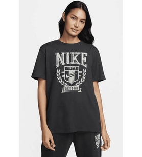 Nike Sportswear Fleece Boyfriend Short Sleeve Pamuklu Bol Kesim Kadın Tişört Antrasit