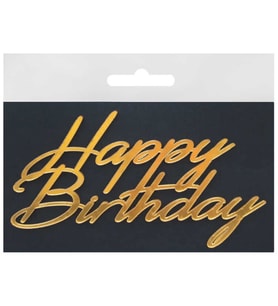 PASTA ÖNÜ SÜSÜ PLEKSİ HAPPY BIRTHDAY ALTIN PK:10 -
