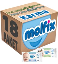 Molfix Islak Havlu Mendil İzotonik Karma 18 Li Set (Ferah Temizlik-Hassas Cilt)