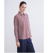 LCWAIKIKI Classic Kırmızı Büyük Beden Çizgili Oversize Poplin Kadın Gömlek