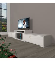 Decoraktiv Flex 4 Mdf Gold Tv Ünitesi Tv Sehpası - Parlak Beyaz