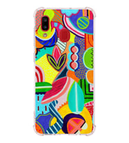 PrintiFy Samsung Galaxy A20 Uyumlu Retro Color 6 Baskılı Şeffaf Köşe Korumalı Antişok Kılıf