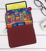 BK Gift Modern Soyut Tasarımlı Taşınabilir Koruyucu Tablet Kılıfı & Organizer Çanta - Bordo-10