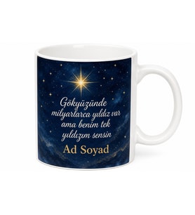 İsme Özel Yıldızım Yazılı Kupa Bardak Özel Tasarım Hediye Porselen